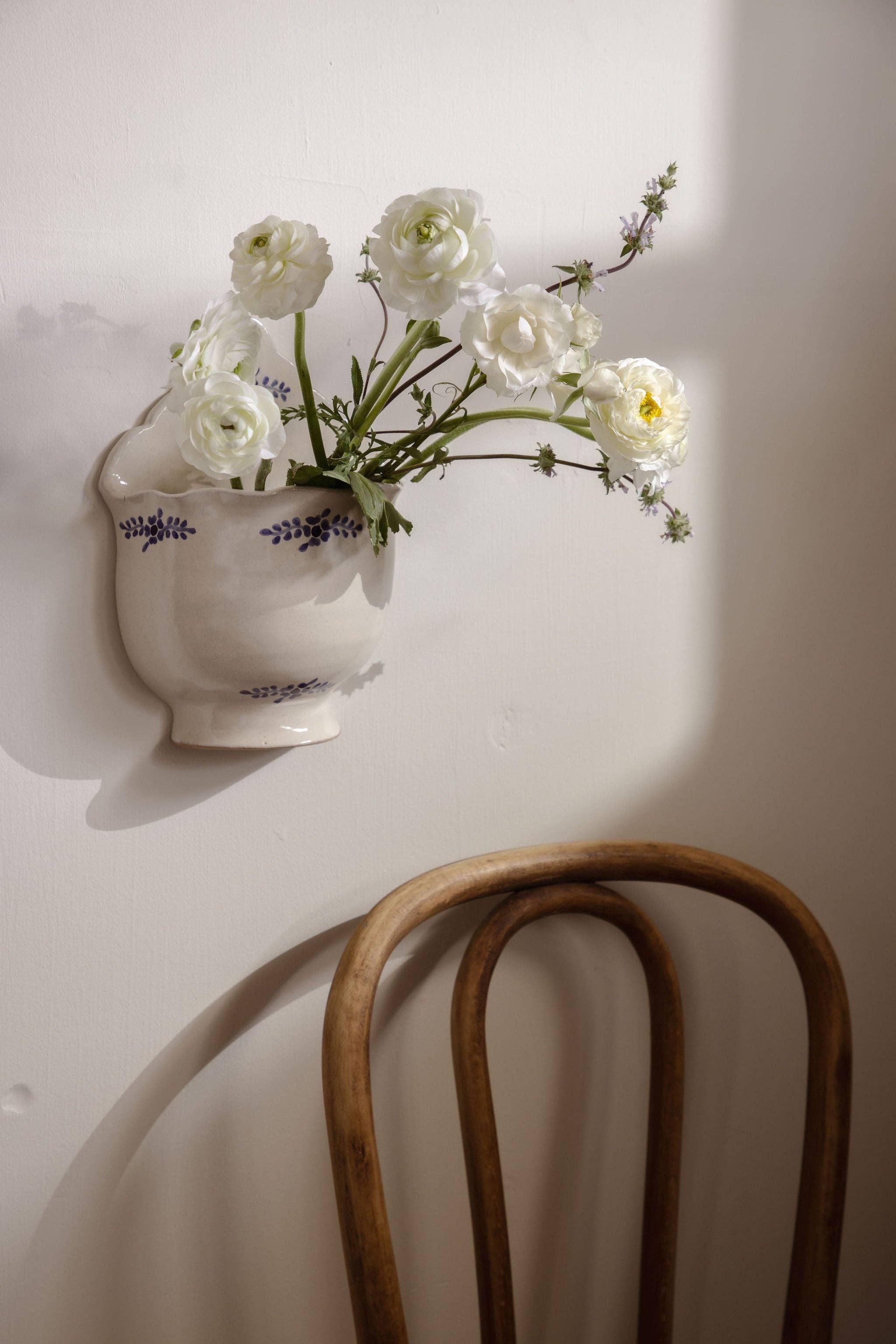 Hand-painted Margot Wall Vase, Blue - Trouvaille Imports