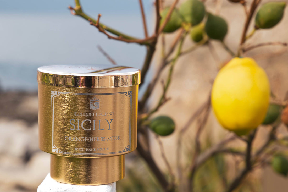 Sicily Luxury Scented Candle – Citrus & Mediterranean Herbs - Trouvaille Imports