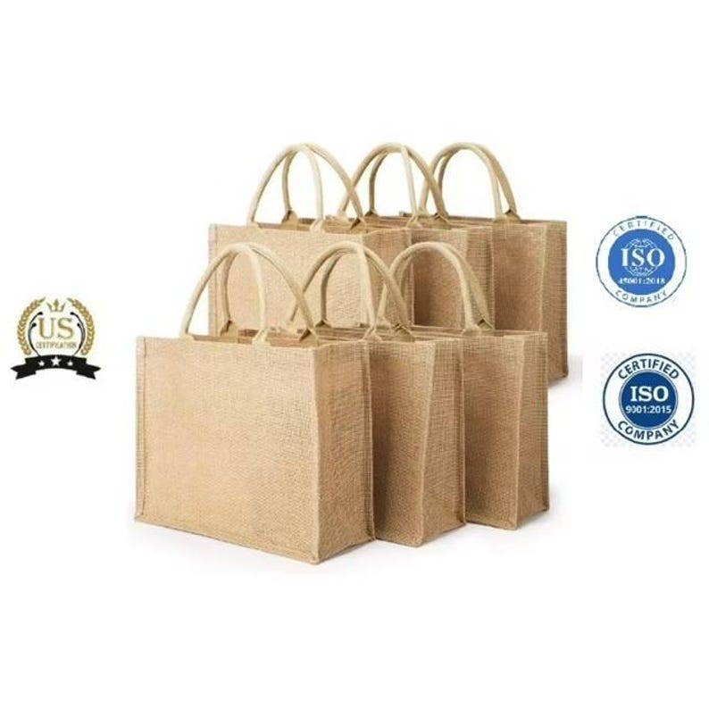 Customized Large Burlap Tote Bag with Your Logo Text Design - Trouvaille Imports