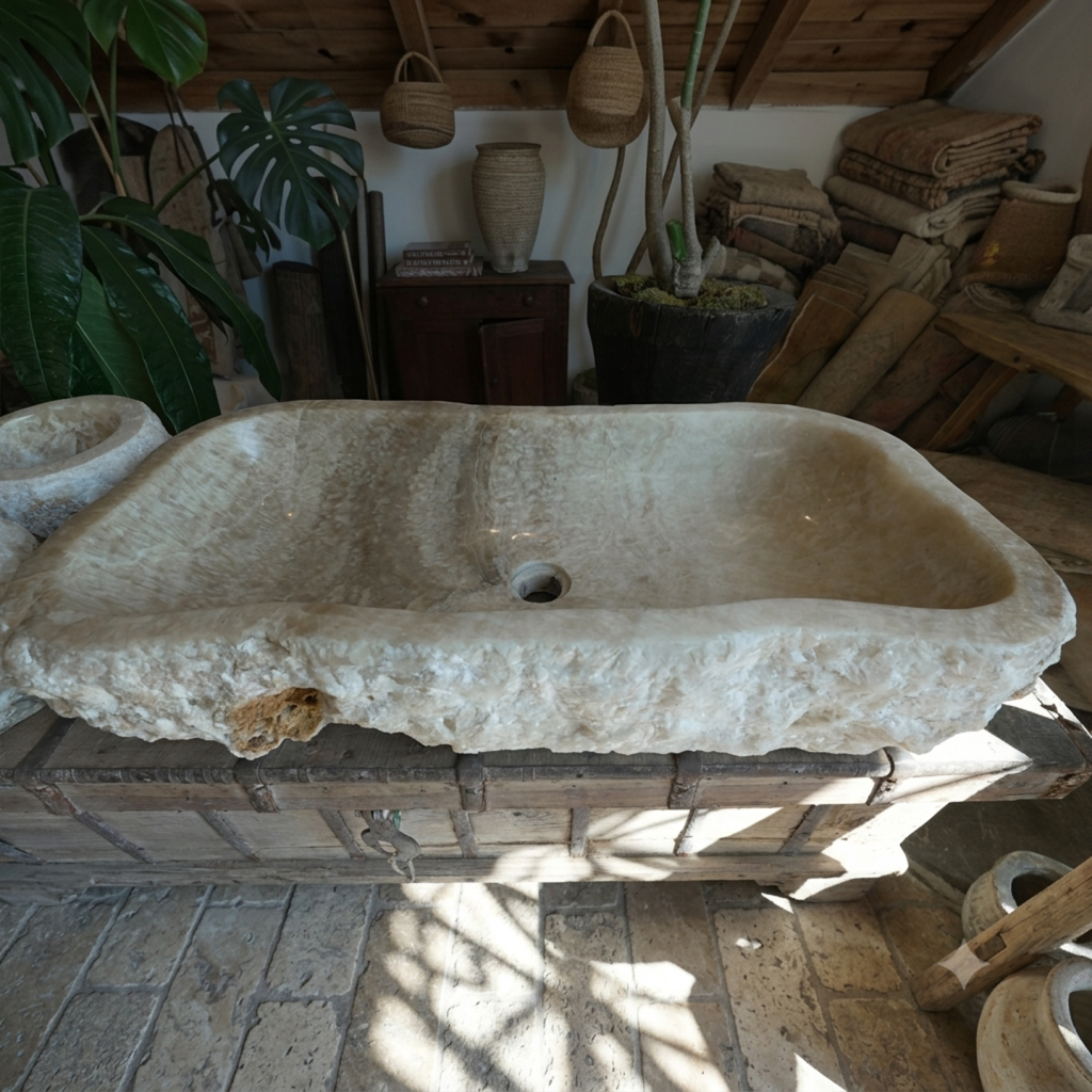 Hand Carved Onyx Sink (SOLD) - Trouvaille Imports